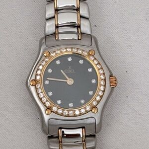 NEW Ebel 1911 Collection Swiss watch with 12 diamond black dial 34 diamond bezel